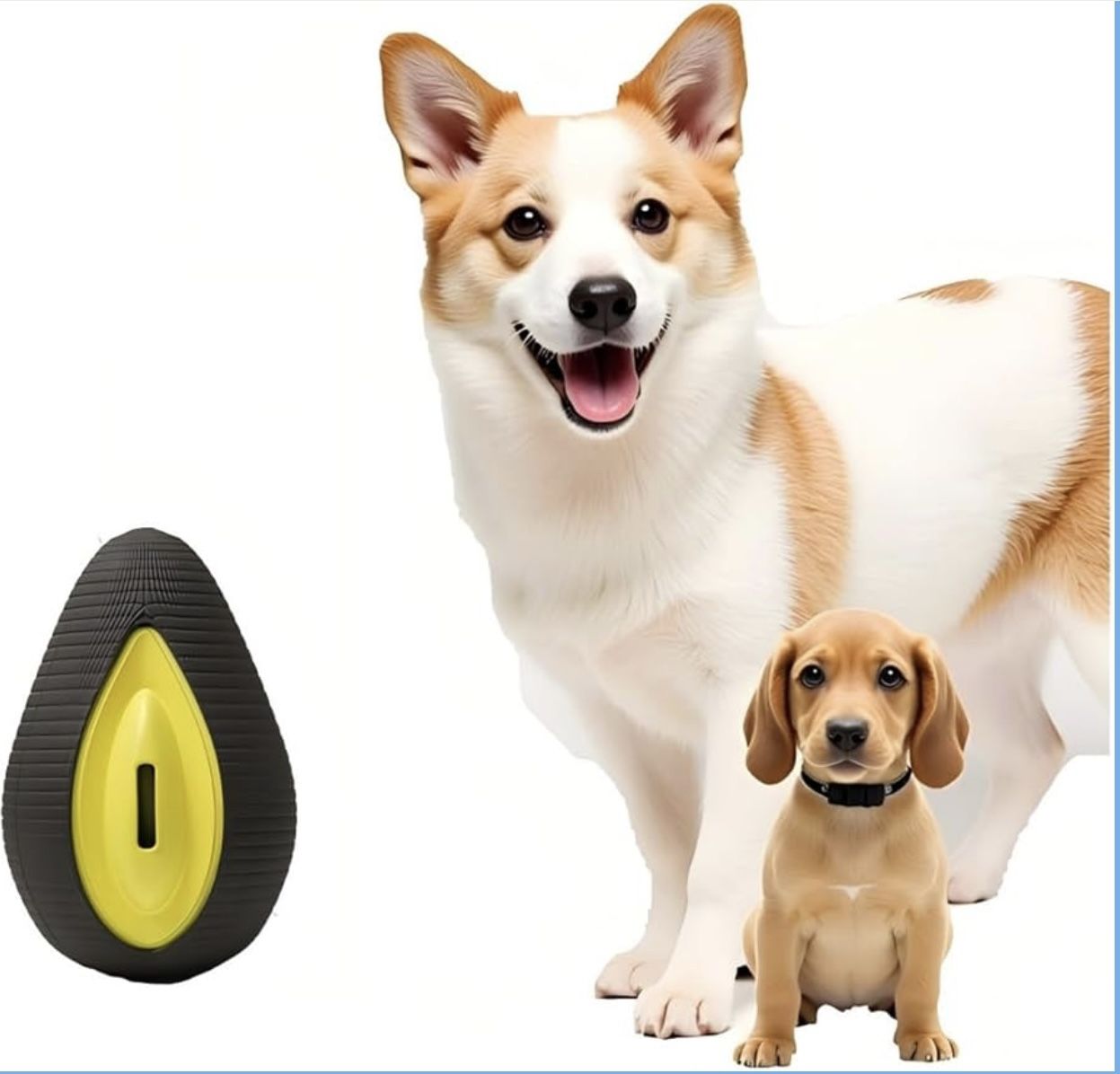 Dog Treat Dispenser, Durable Avocado Rubber Mental Stimulation Toy for Aggressive and Medium Chewers, Interactive Chew Toys for Teeth Cleaning & Anxie