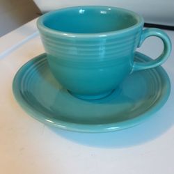 Fiestaware Aqua Blue Cup & Saucer! Excellent Condition!