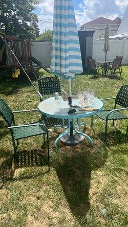 Umbrella With Chair Base And Glasses 