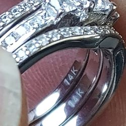 14k White Gold Engagement 2pc Ring 