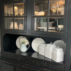 Shabby Black China Cabinet 