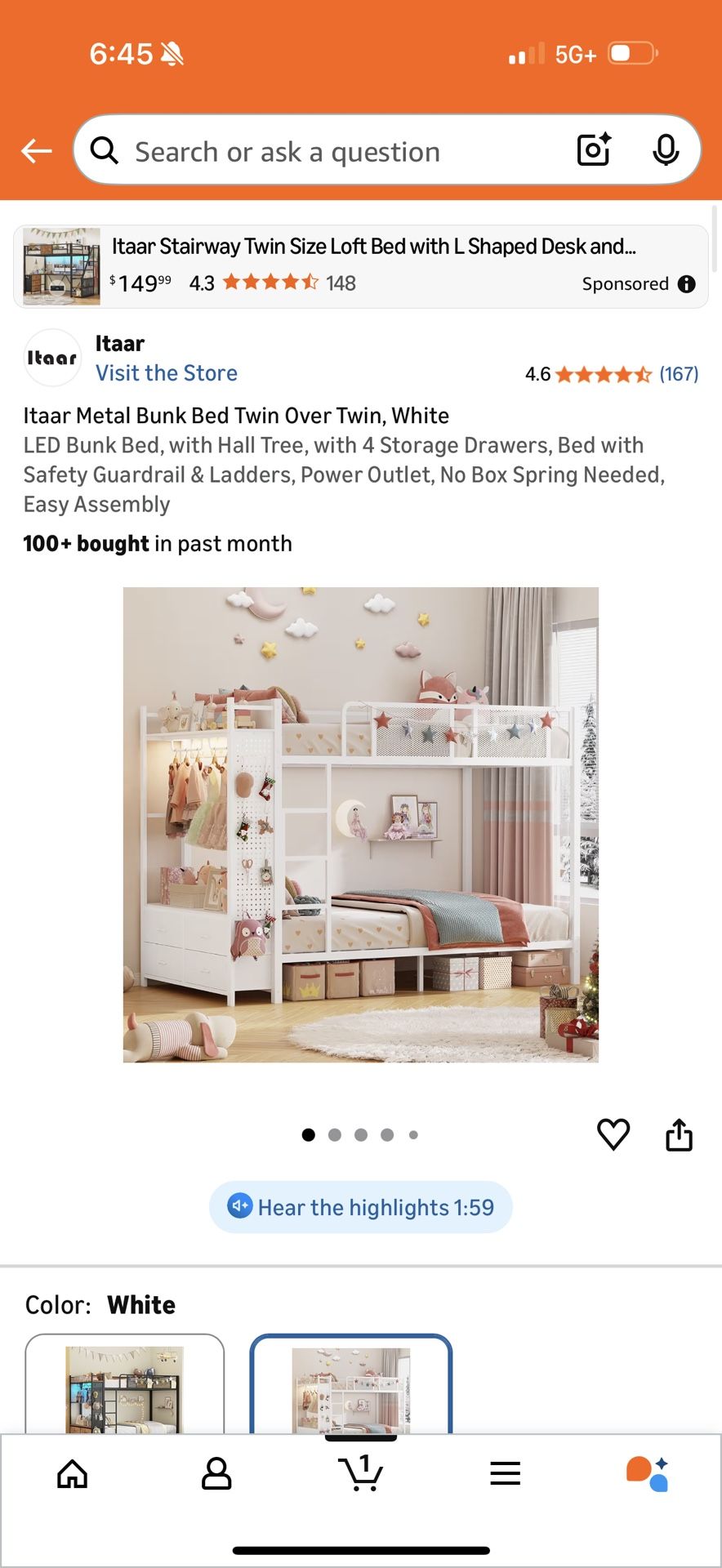 White Twin Bunk Bed (NEW IN BOX)