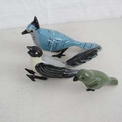 Lot of 3 Vintage Hand Painted Die Cast Metal Bird Figurines
