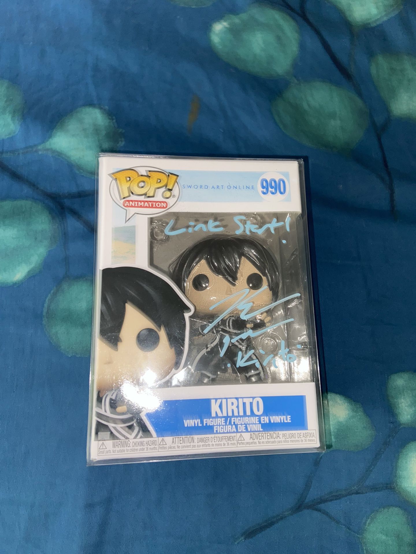Signed Sword Art Online Kirito Funko Pop Figure #990 Bryce Papenbrook Signature