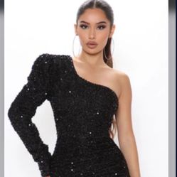 Black Sequin Mini Dress