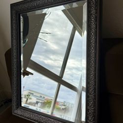 Set of 2 Decorative Wall Mirrors - Oval & Beveled Rectangular