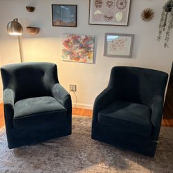 Blue Velvet Swivel rocking chairs