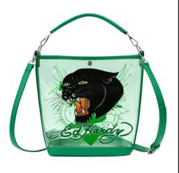 Y2K Ed Hardy Bucket Bag - Green/Clear 💚🖤