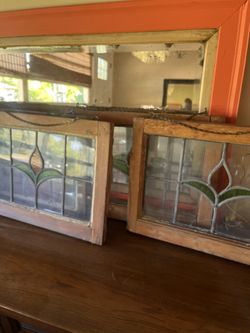 5 Antique Glass Window Panes - 20”x14”