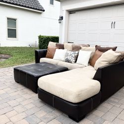 Beautiful  Sectional Couch With Ottoman 