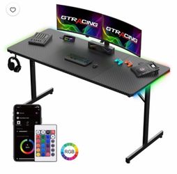 GTRACING 55" RGB Gaming Desk – Carbon Fiber Surface (Quantity: 2 Available)