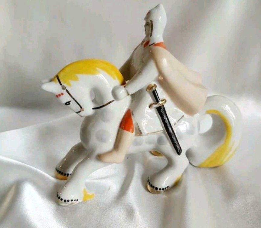 Very Rare Soviet Vintage Old Porcelain Figurine Budenovets Stamp Original Decor Sculpt Art