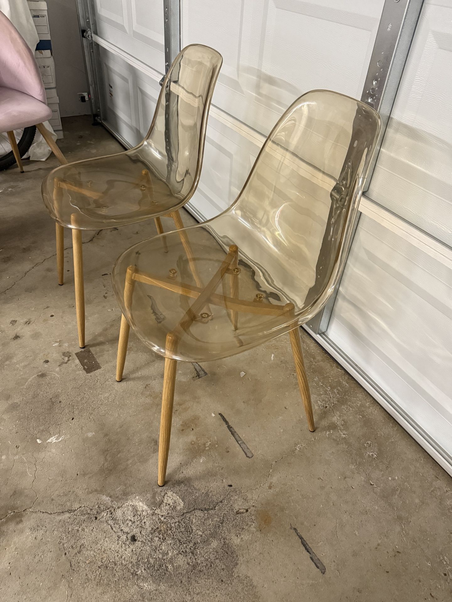 2 Beige Clear Chairs