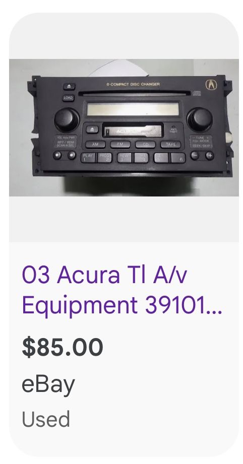 2003 Acura TL OEM Radio With 6 Disc Changer
