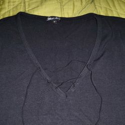 Basic Black Shirt w/   V-neck