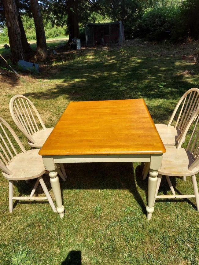 Very solid antique farm kitchen table.