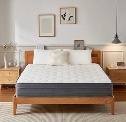 King Size Mattress, 10/12 Inch Hybrid Memory Foam Mattress in a Box with Pocket Springs, Medium Firmness, Pressure Relief & Motion Isolation, CertiPUR