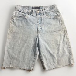 BILL BLASS - WOMEN'S SZ 6 - BLUE DENIM 5 POCKET CUT-OFF JEAN MOM SHORTS 90's y2k
