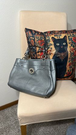 Coach Purse Handbag Pebbled Leather Gray