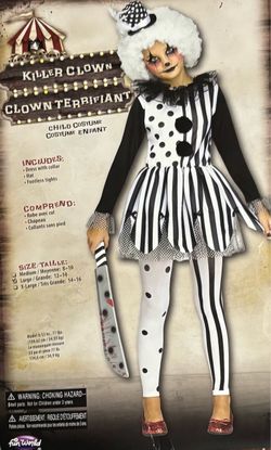 Fun World Killer Clown Child Costume Large