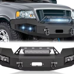 for F150 Pickup Truck Front Bumper Compatible for 2004 2005 2006 2007 2008 Ford F-150, Off-Road Bumper with 1 x 120W LED Lights, 4 x 18W LED Lights, 1