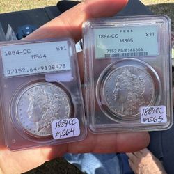 1884 CC Morgan PCGS MS65 & 1884 Cc Morgan MS64 🔥🔥 OPEN TO TRADES 🥵