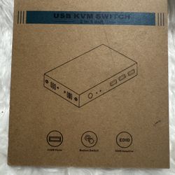 USB 3.0 HDMI KVM Switch 1 Monitors 2 Computers, 4K@60Hz KVM Switches for 2 Computers Sharing 