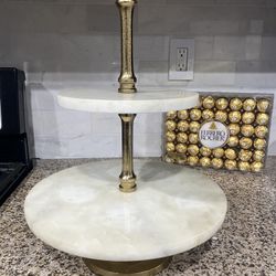Two Tier Marble Cake Stand 