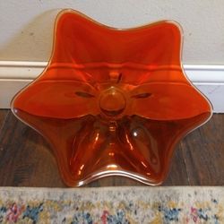 Epic  Viking glassware persimmon six petal console Bowl