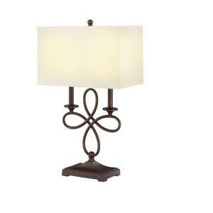 Vintage bronze double light table lamp