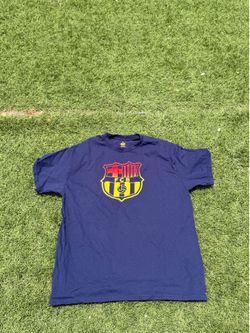 Barcelona Graphic Crest T-Shirt Navy Blue - Size Large - Official FCB Soccer Tee