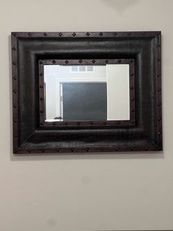 Large Faux Leather Wall Mirror