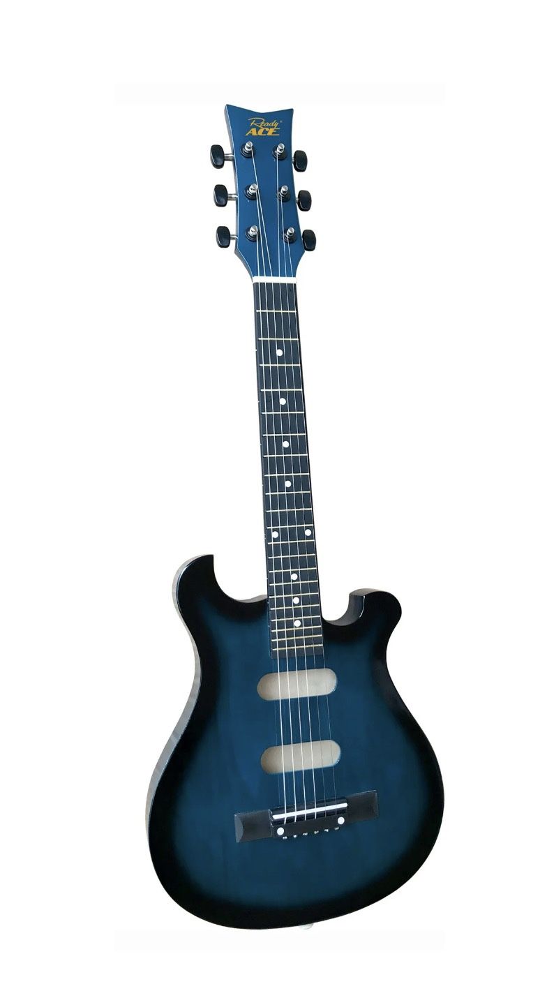 Ready Ace Beginner 30"Acoustic 6 String Guitar Sunburst Blue -Shaped like an Electric Guitar