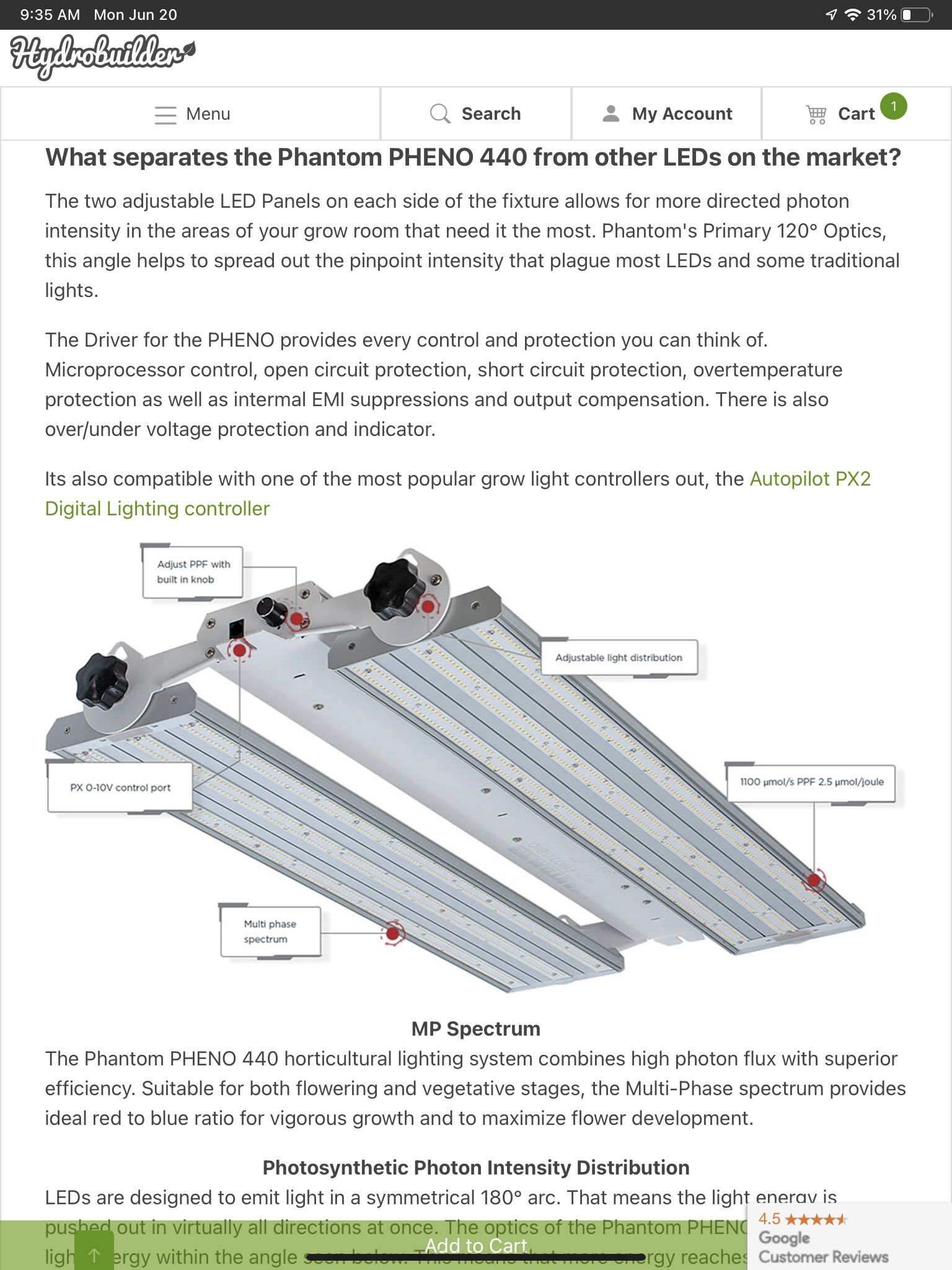 LED Grow Light Phantom Pheno 440