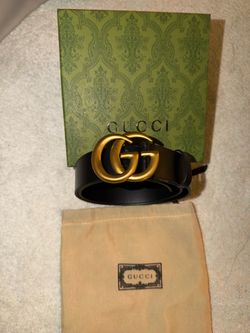 Gucci GUCCI Marmot, Black Leather with Gold GG Belt  (for size 24-28” waist, comes with contraption to make extra holes if necessary