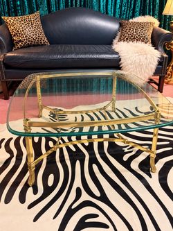 Glass Top Coffee Table with Brass Frame