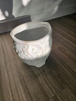 White Ceramic Owl Planter