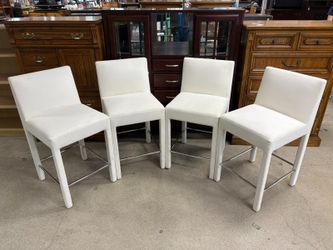 RESTORATION HARDWARE Mona Natural Linen Weave Counter Stool (Set of 4)