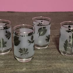 Vintage Silver Leaf Frosted Drinking Glasses