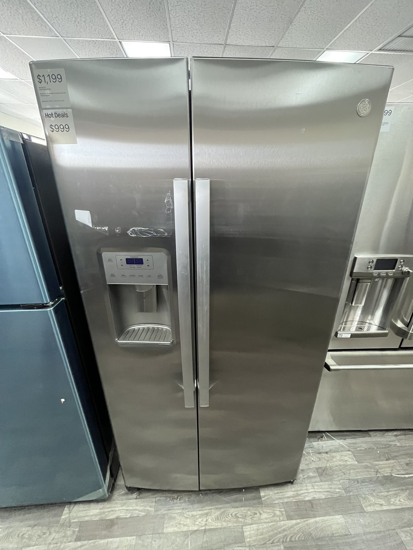 $999 Limited Time Deal! GE Side By Side Refrigerator, Open Box, 1 Year Warranty