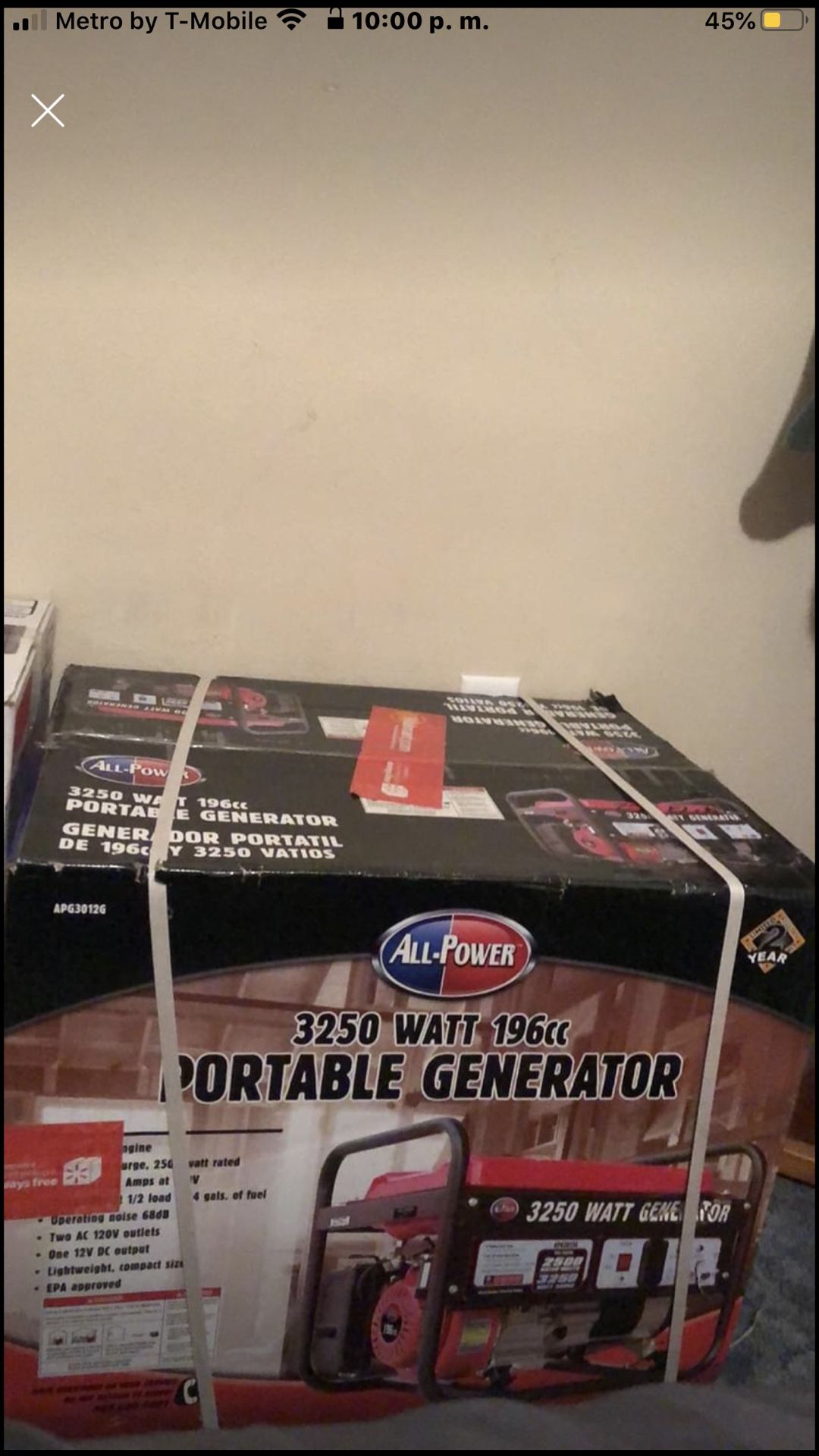 Brand New In Box GENERATOR 3,250 Whatts 196cc