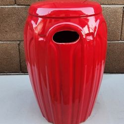 Red Ceramic Plant Stand Stool