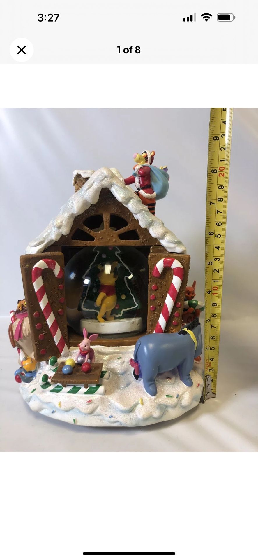 Christmas Special: Disney Winnie The Pooh Family Snow globe. Plays Music Vintage