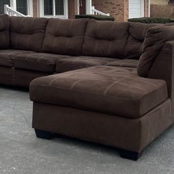 Dark Brown Sectional Couch Set 