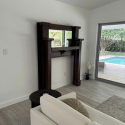Early 20th Century Handmade Teak Mantle Piece With Mirror