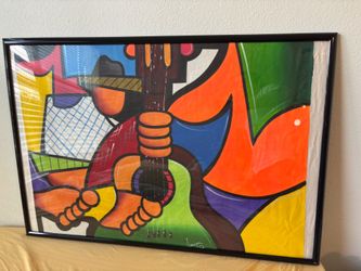 Set of 2 Large Framed Abstract Wall Art Pieces
