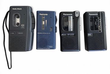 Four Vintage Brand Name Microcassette Recorders