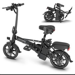 Electric Bike Black 500W 48V 10.4Ah, 14′ Mini Ebike for City Commuter, Folding Electric Bicycle for Adult with Two Seats