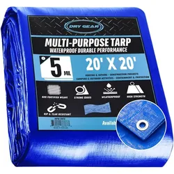 20x20 Blue Waterproof Tarp – 5 MIL Thick Tarpaulin Outdoor Cover