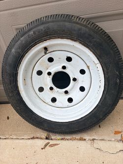4.80-12 Trailer Tire on White Steel Rim